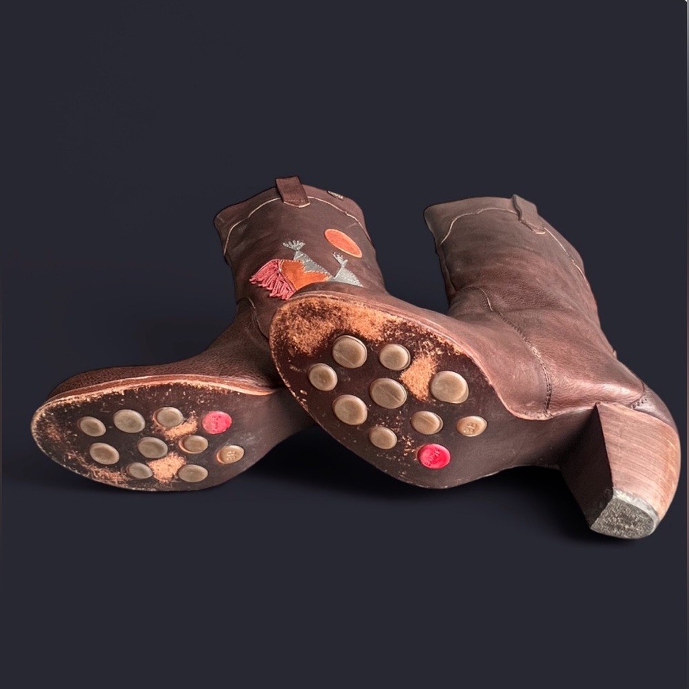 VINTAGE Camper Twins western-style leather boots with patchwork EU 38 (7.5) - Picture 3 of 8